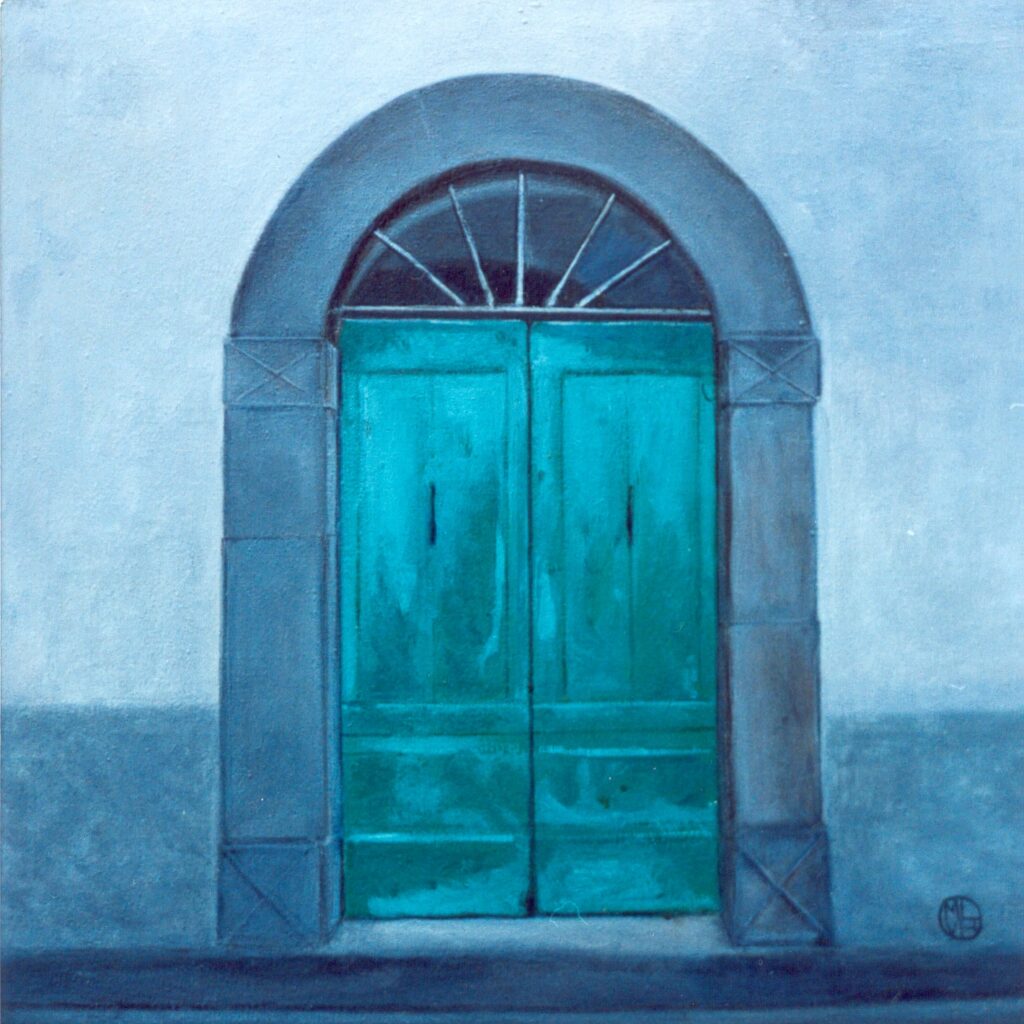 Rounded green door
