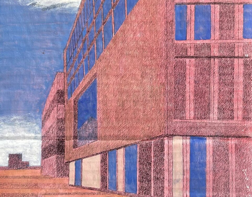 A Droite, technique mixte sur carton, cm. 45x24, 2025. copie