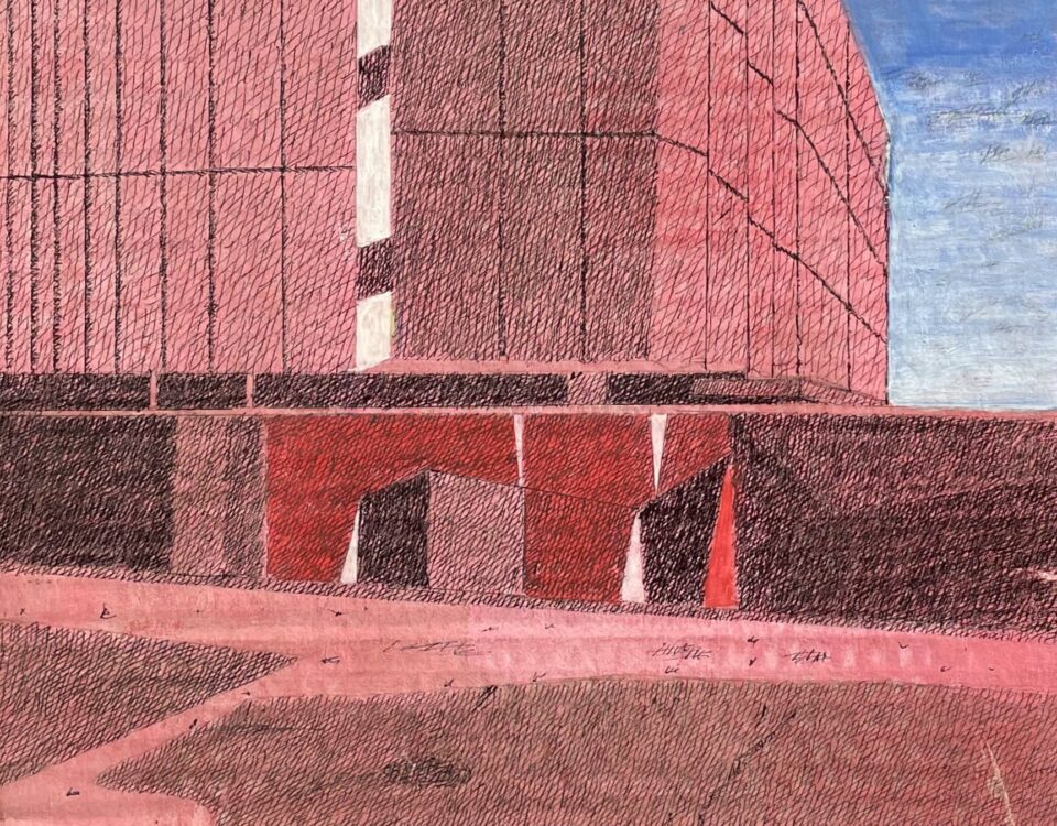 A Gauche, technique mixte sur carton, cm. 45x24, 2025.
