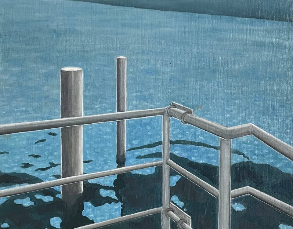 Rive Droite 2, huile et acrylique sur toile de lin, cm.46x38, 2025 copie