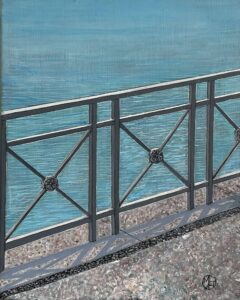 Rive Droite 3, huile et acrylique sur toile de lin, cm. 41x43, 2025jpeg copie