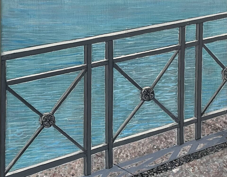 Rive Droite 3, huile et acrylique sur toile de lin, cm. 41x43, 2025jpeg copie